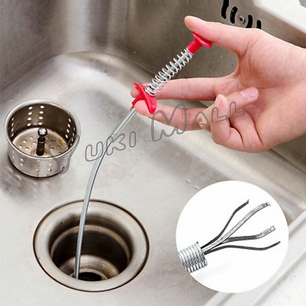 Yuki งูเหล็กทะลวงท่อตัน  แก้ท่อตัน สปริงทะลวงท่อตัน งูเหล็ก (ยาว60 เซน 60cm) Drain Pipe Jam Cleaner