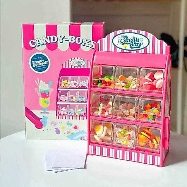 ตู้คีบเยลลี่สีชมพูบาร์บี้พร้อมส่ง สำหรับใส่ขนม เยลลี่น่ารักๆ