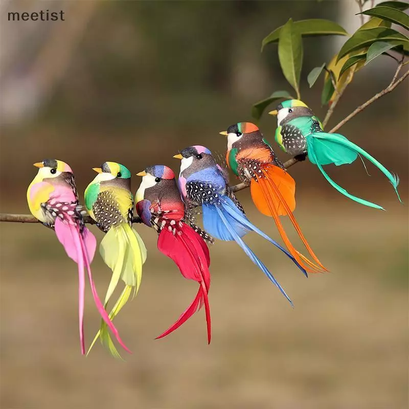 MEET 1 ชิ้นสุ่มจําลอง Swallow Tail Bird คลิป Handmade Bird ตกแต่งพืชประดิษฐ์นกหัตถกรรมสําหรับเครื่องประดับ TH