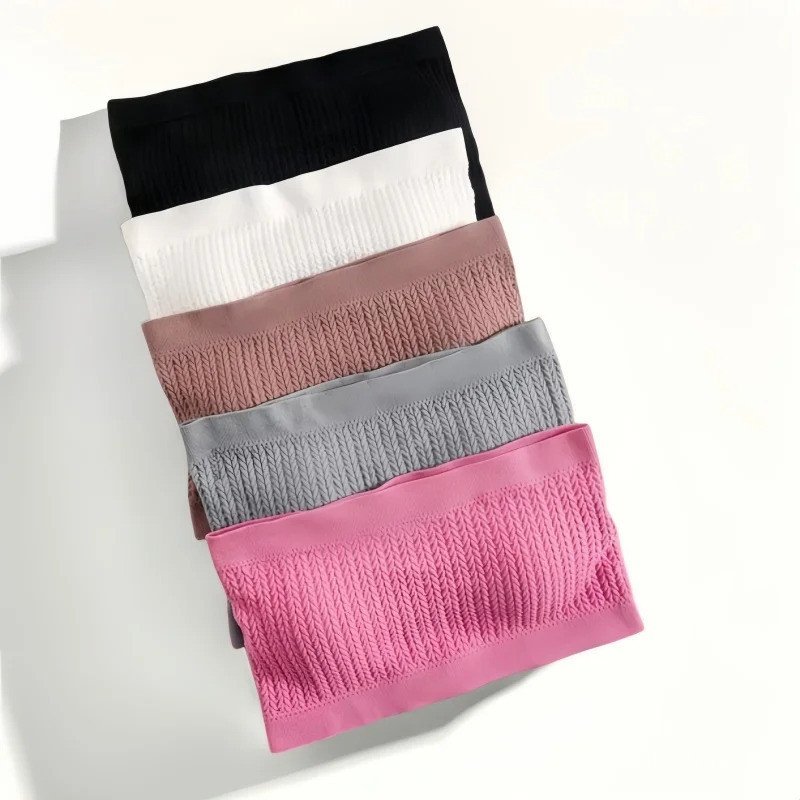 Seamless Tube Top ผู้หญิง Strapless Bra Crop Top หญิงกีฬา Bandeau Bra Ribbed ชุดชั้นในฤดูร้อนที่มองไ