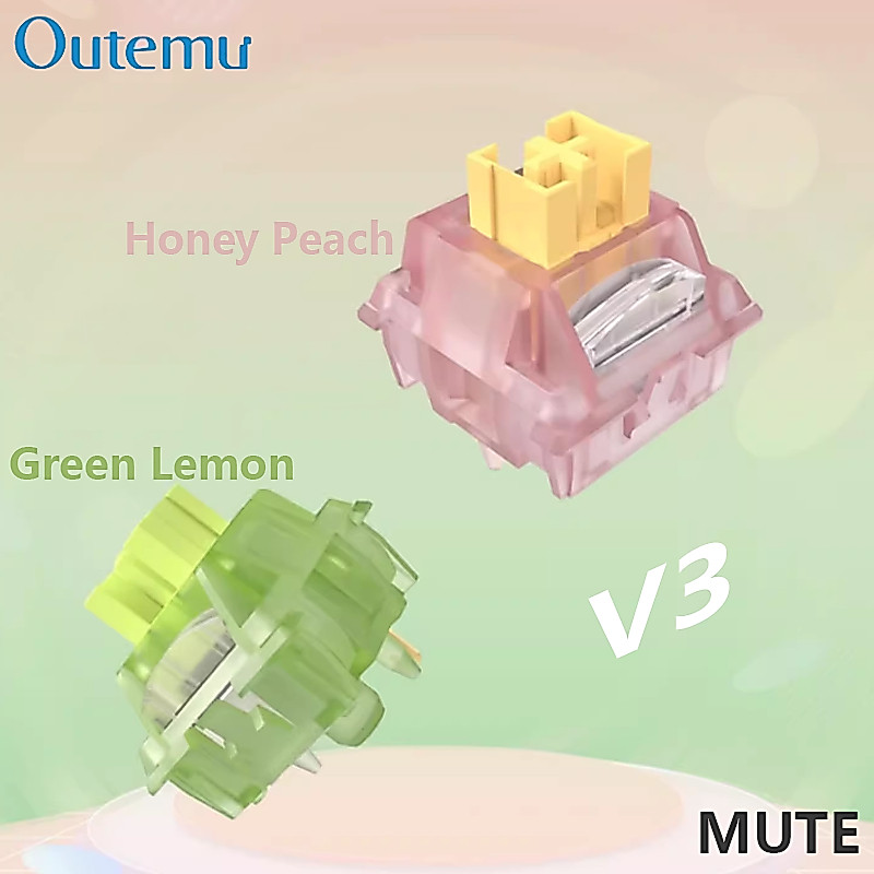 -LW- OUTEMU Switch Mute Switch Honey Peach V3 Linear & Green Lemon V3 Tactile Customization Mechanical Keyboard Silent Switch