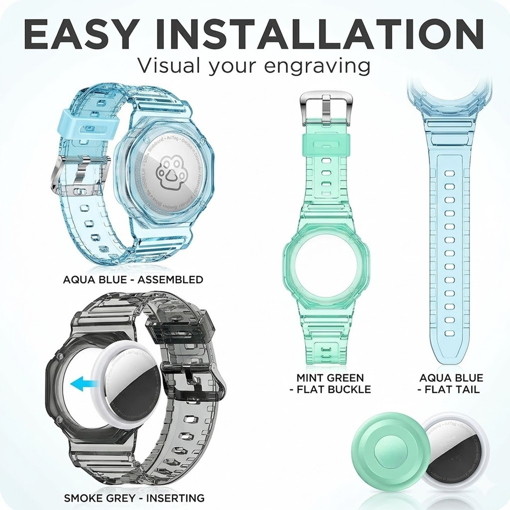 Airtag สายรัดข้อมือสําหรับเด็ก, TPU Air Tag สร้อยข้อมือเด็กผู้ถือแท็กอากาศเข้ากันได้กับ Airtag, TPU เต็มร่างกายป้องกันซ่อน Air Tag กรณีสําหรับเด็กวัยรุ่น