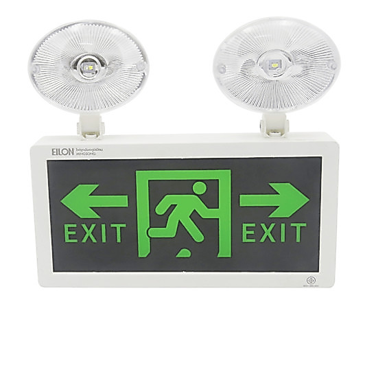GlobalHouse EILON ไฟฉุกเฉินสองหัว พร้อมป้าย LED 2x3W รุ่น MINGSONG FHD-A-BIDIRECTION สีขาว สินค้าของแท้คุณภาพดี