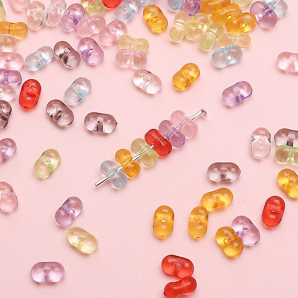 100ชิ้น/ถุง[6x4มิลลิเมตร] โปร่งใสที่มีสีสันถั่วลิสงลูกปัดอะคริลิถั่วข้าวลูกปัดสร้อยข้อมือสร้อยคออุปกรณ์เสริม ทําเอง แฟชั่นทําด้วยมื