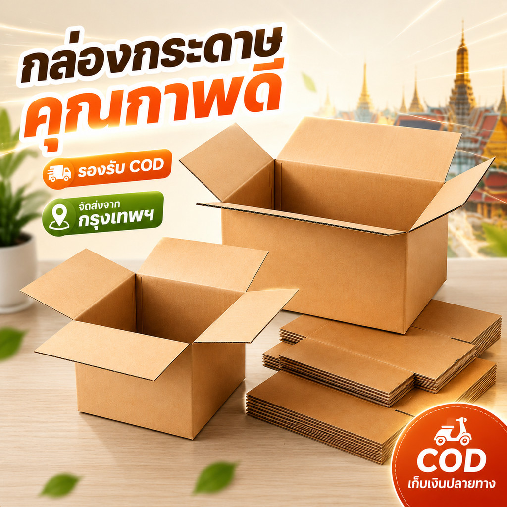กล่องกระดาษคราฟท์ กล่องพัสดุ กล่องไปรษณีย์ ส่งของ เก็บของ หลายขนาด พร้อมส่ง COD ส่งจากกรุงเทพฯ