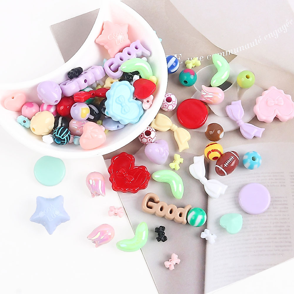 5-100pcs ลูกปัดอะคริลิคหลากสไตล์ สำหรับทำสร้อยข้อมือ DIY และตกแต่งโทรศัพท์มือถือ
