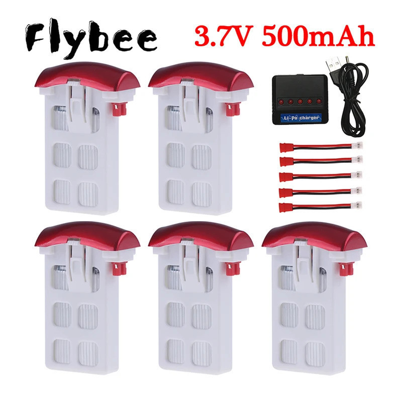 3.7V 500mah แบตเตอรี่ Lipo + 1 ถึง 5 เครื่องชาร์จสมดุลสําหรับ Syma X5U X5UC X5UW WIFI FPV Rc Quadcop