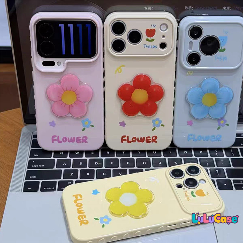 สำหรับ Redmi 13C 14C 13 10s 9A 10A 13X 12 A3 A1 A2 A5 Note 14 11 11S 9 10 เคสดอกไม้สีพาสเทล Tulips หน้าต่างกล้องใหญ่