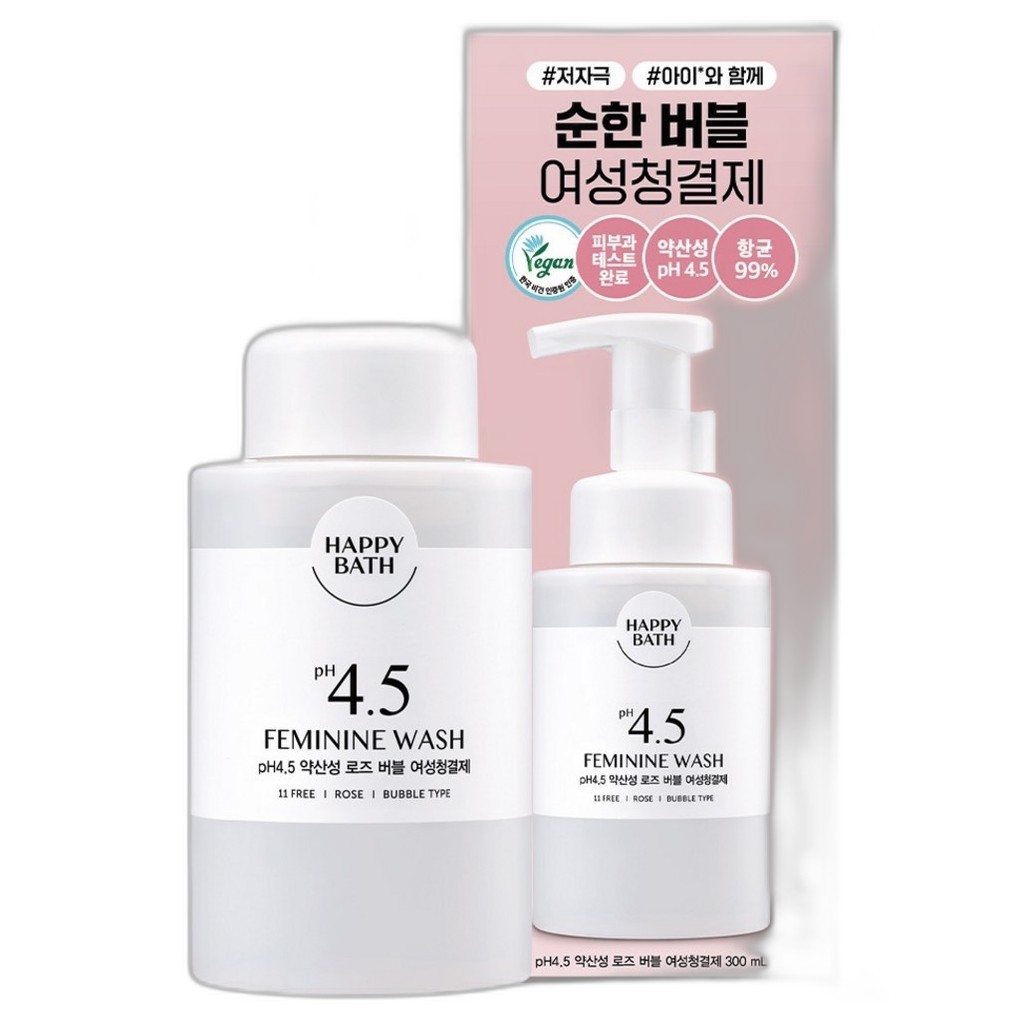 [happy bath] pH 4.5 Feminine Wash Rose Bubble, 300ml, 1 ชิ้น / Korean Feminine Wash / สูตร pH 4.5 โด
