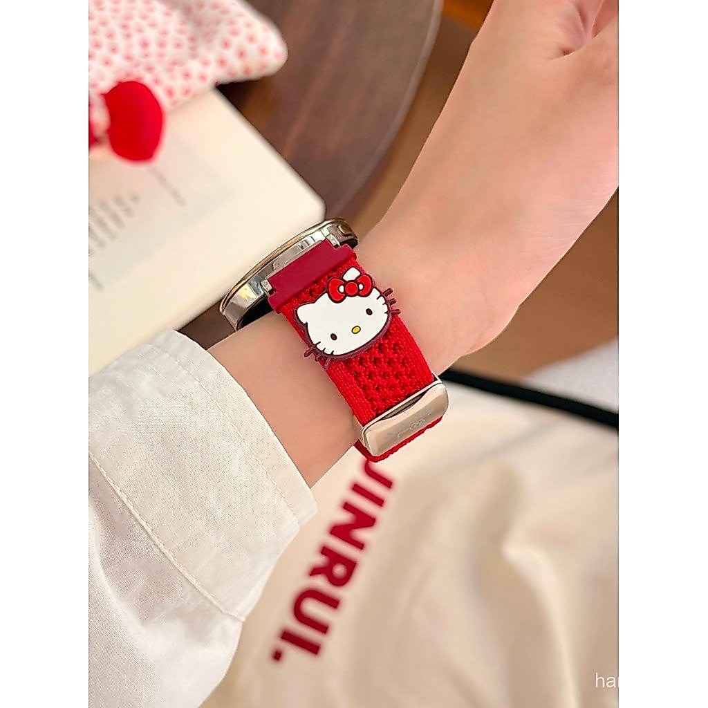 18_20_22 มม.ใหม่ลูกไม้ Kitty แม่เหล็กทอสายรัดใช้งานร่วมกับ HUAWEI นาฬิกา Fit4 Fit3 สายรัดไนลอนระบายอากาศ