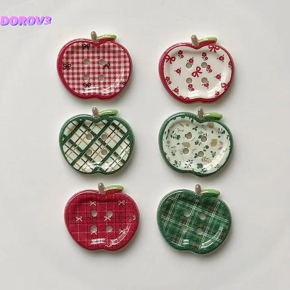 DOROV3 10 ชิ้น ปุ่ม, เครื่องประดับเสื้อผ้าดอกไม้ DIY, เครื่องประดับตุ๊กตาวินเทจเรซิ่นลายสก๊อต