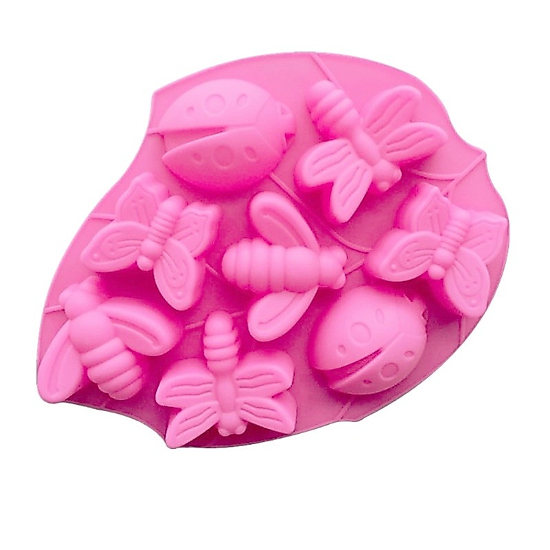 8 Cavity แมลงแม่พิมพ์ซิลิโคนผีเสื้อ Dragonfly สบู่ mould เค้กตกแต่ง mould เบเกอรี่ mould
