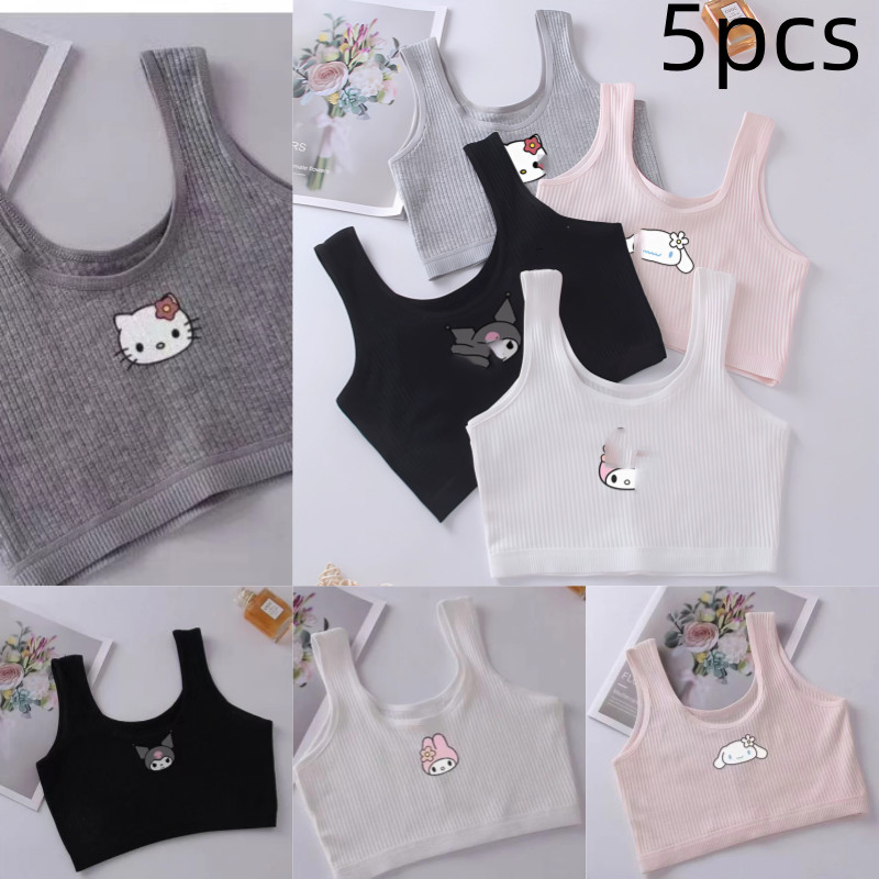 （1/3/5PCS) 女孩发展女生内衣小学真正的棉质背心美丽的两层保护-，สาวพัฒนาการชุดชั้นในเด็กนักเรียนชั้นประถมศึกษาผ้าฝ้ายแท้เสื้อกั๊กที่สวยงามสองชั้นป้องกัน-