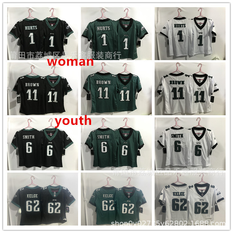 จัดส่งในวันเดียวกัน Philadelphia Eagles เสื้อผ้าเด็กผู้หญิง Eagles Rugby Jersey No. 1 เจ็บ 6-11-62-J