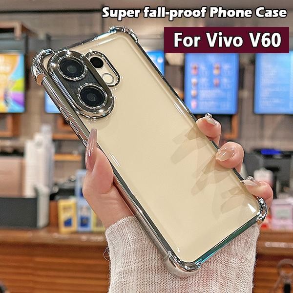 เคส Vivo V60 เคส Vivo V60 Lite เคสใส วัสดุเจลลี่นิ่ม กันกระแทก พร้อมฝาปิดเลนส์กล้อง มุมหนา เคสโทรศัพท์มือถือสุดหรู
