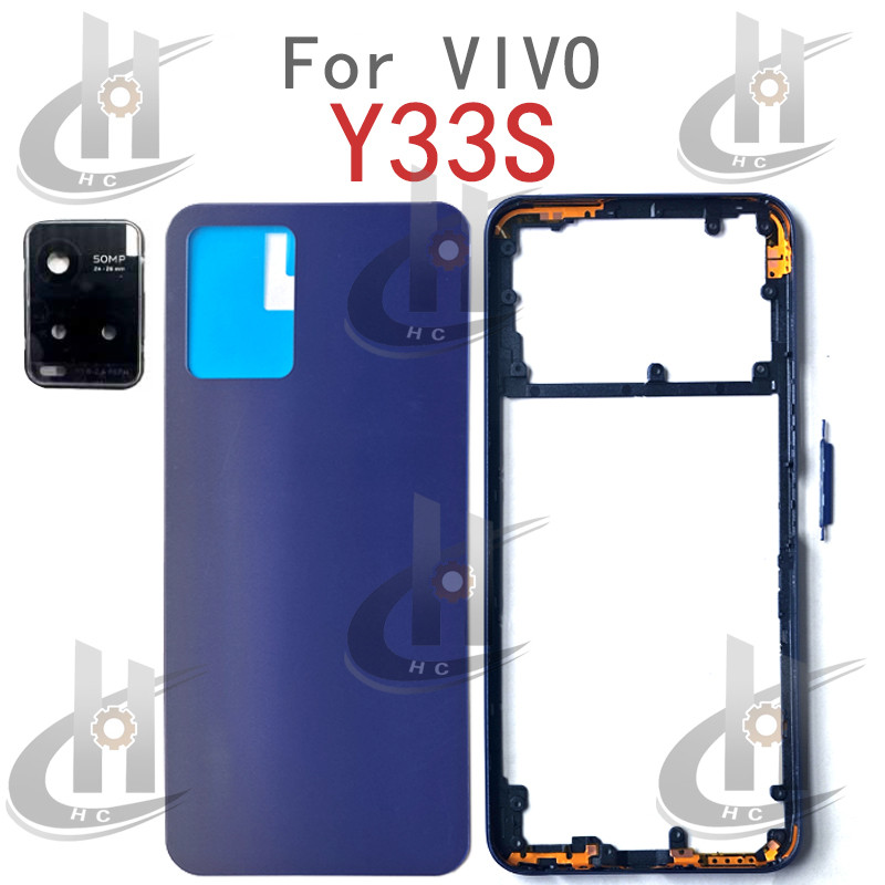 สําหรับ VIVO Y33S Y33T 4G แบตเตอรี่ฝาหลังกรอบกลาง + ปุ่ม + กรอบด้านหน้า LCD + เลนส์กรอบกล้อง - รูปที่ 4