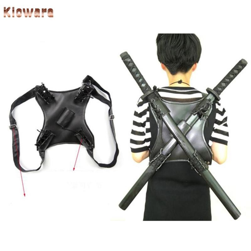 Kloware ing กรณี, PU หนัง Double Rapiera Sheath Organizer,สายรัดหลังคอสเพลย์เต่า Props ฮาโลวีน Gadge