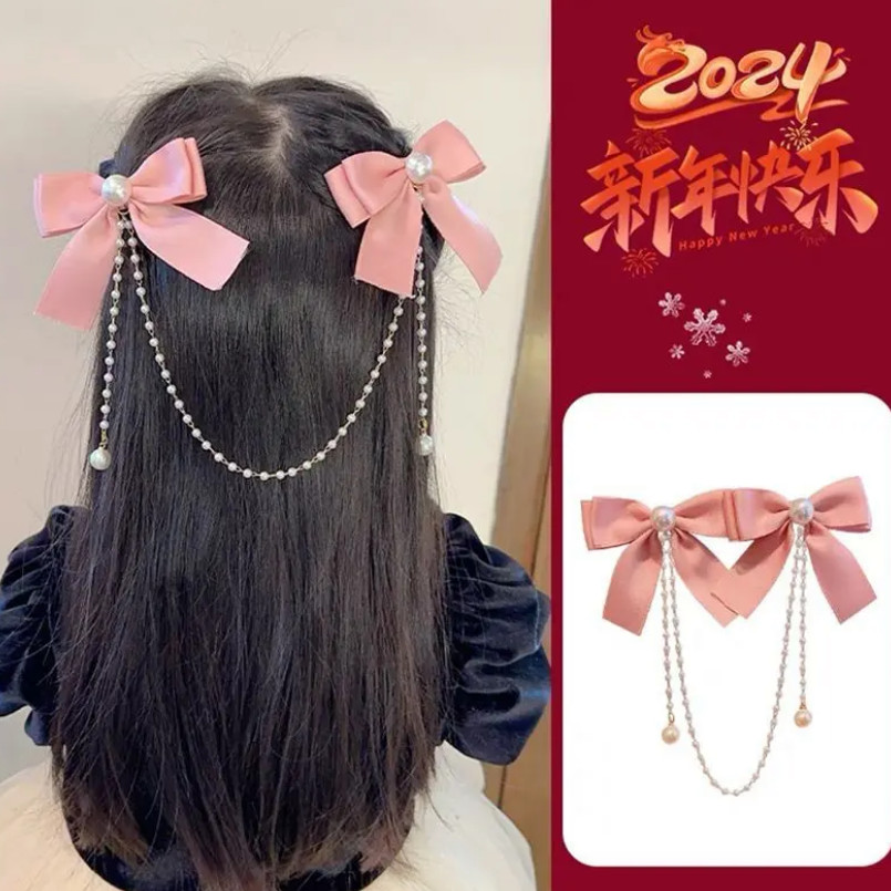 พู่กิ๊บโบว์สำหรับเด็ก สไตล์จีน เหมาะสำหรับฤดูใบไม้ร่วงและฤดูหนาว - รูปที่ 3