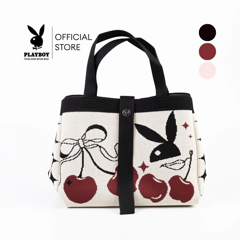 PLAYBOY รุ่น Cerise Bag กระเป๋าผ้าผู้หญิง รหัส ST-BS253PB136 ดีไซน์กระเป๋าผ้าไหมพรม มี 3 สี