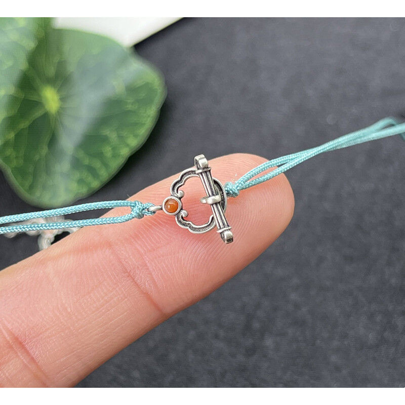 S925 เงินสเตอร์ลิง Retro Ruyi ฝัง Nanhong OT S925 เงินสเตอร์ลิง Retro Ruyi ฝัง South Red OT หัวเข็มข