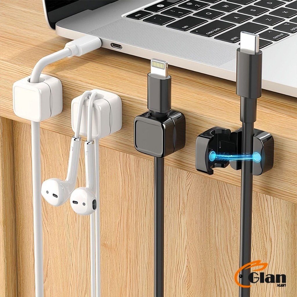 Glanxuan ที่เก็บสายชาร์จ ประเภทแม่เหล็ก สายไฟ อุปกรณ์จัดระเบียบสาย USB 6ชิ้น/แพ็ค ดำหรือขาว cable storage clip - รูปที่ 4