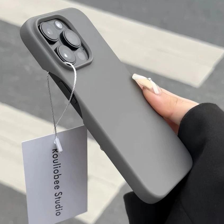 Case for iPhone 11 13 15 14 12 16 Pro Max เคสไอโฟน11 X XSMax XR เคสโทรศัพท์สีลูกกวาดสีทึบครึ่งแพ็คฝา