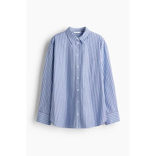 H&M(เอชแอนด์เอ็ม) เสื้อเชิ้ตผ้าคอตตอนป็อปลินแบบโอเวอร์ไซส์ ผู้หญิง 1290269_1