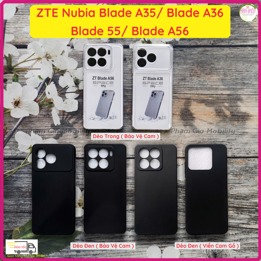 เคส ZTE Nubia Blade A56/ A55/ A36/ A35 4G (LTE) พลาสติกใส ยืดหยุ่นสีดํา ขอบป้องกันสีส้มคุณภาพสูง ทนท