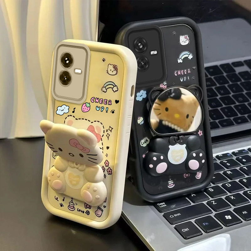 เคสสําหรับ Vivo Y22S Y22 เคสโทรศัพท์ วงเล็บกระจกหมุนได้สุดน่ารักแบบนิ่ม