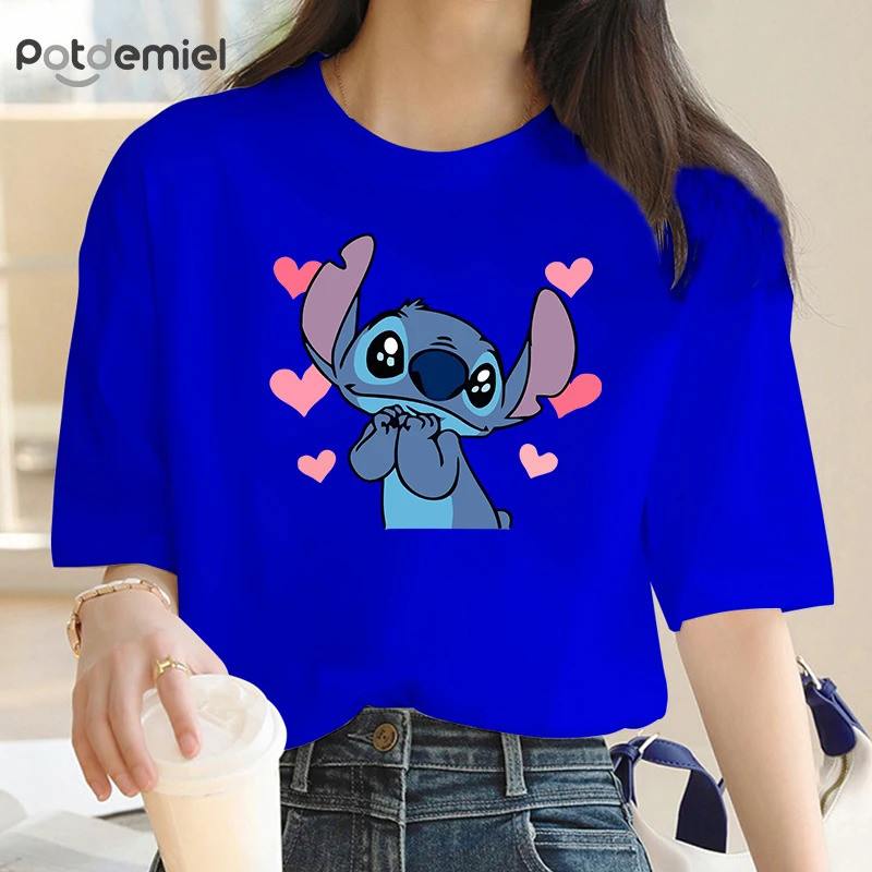 เสื้อยืดลิโล สติช Y2K สำหรับชายและหญิง ลายการ์ตูนคาแรกเตอร์ กราฟิกสไตล์ฤดูร้อน เสื้อฮิปพี้ - รูปที่ 4