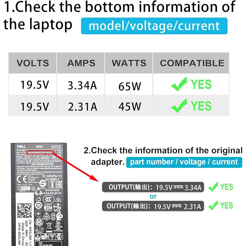 65W แล็ปท็อปสําหรับ Dell Inspiron 15-3000 15-7000 15-5000 17-7000 17-5000 17-3000 13-7000 11-3000 Se