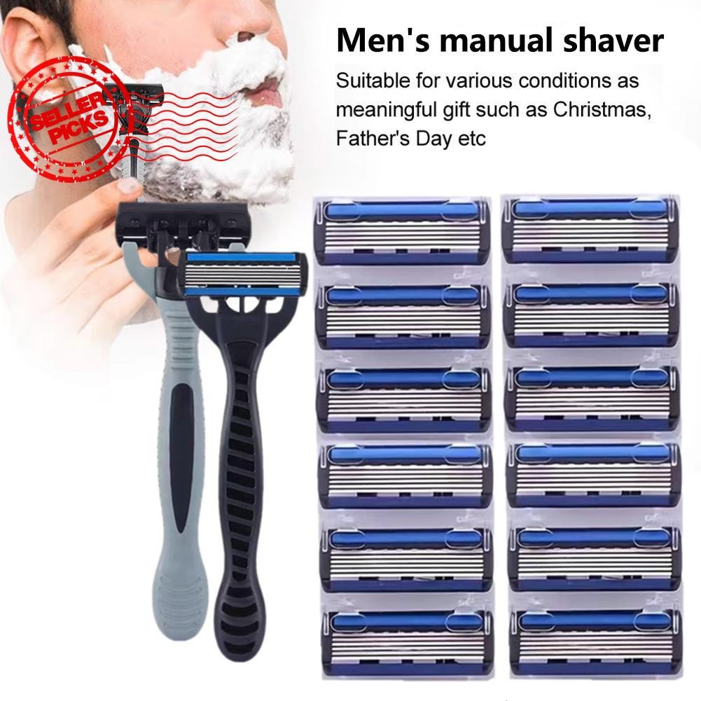 Triple Manual Razor Shaver Razor Mens Face Shaver Blade Frame Old-fashioned Head G6k8