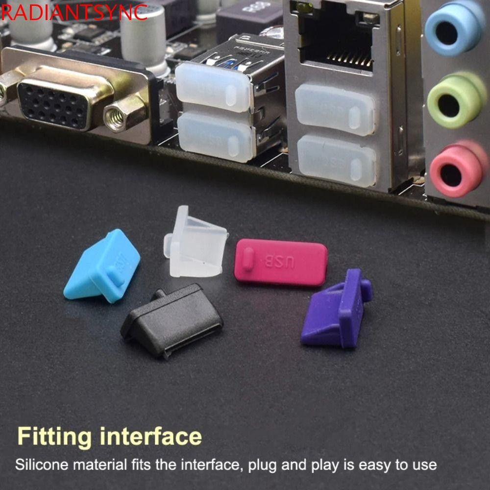 RADIANTSYNC 10 ชิ้น USB ปลั๊กกันฝุ่น, ปลั๊กกันฝุ่นพอร์ต USB สีสันสดใสสากล, ฝาปิดจุกป้องกันอินเทอร์เฟซ USB แบบพกพาทนทานอุปกรณ์เสริมพีซี