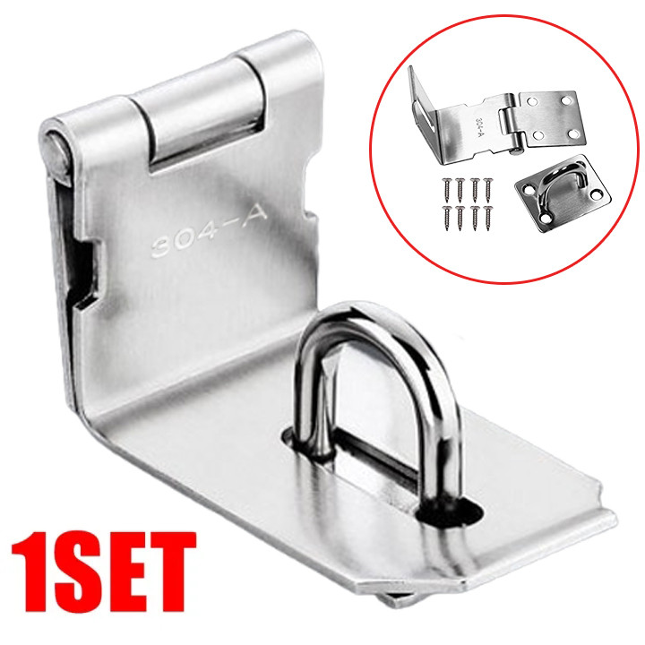 กุญแจล็อคบานพับ 90 °มุมขวา พร้อมสกรูยึด ประตู Hasp Latch องศาสแตนเลสความปลอดภัยมุมล็อค ป้องกันสนิมและทนทาน