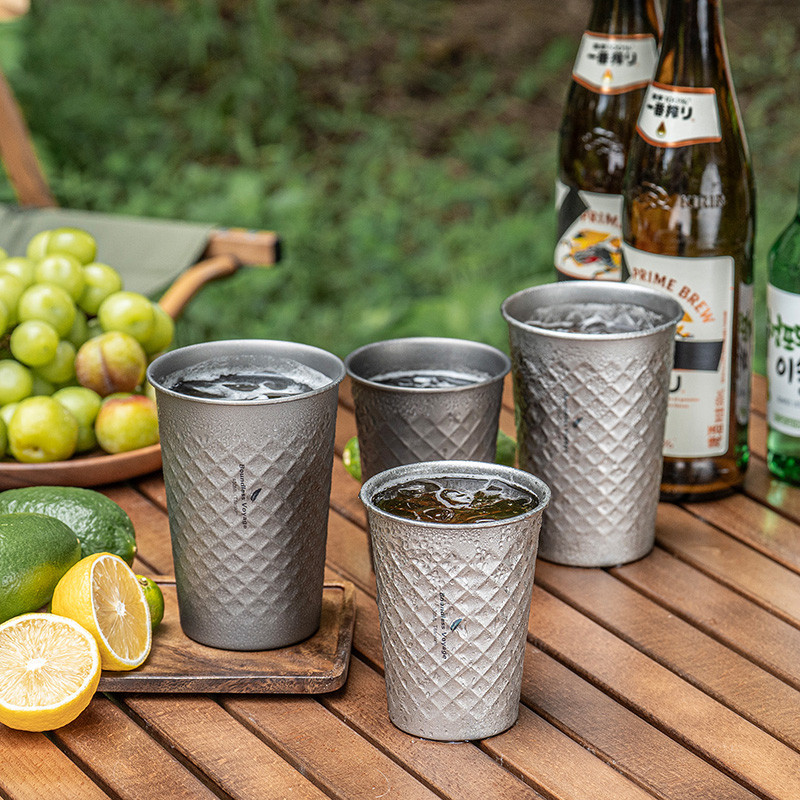 Boundless Voyage TA1 Titanium Cup Stackable Metal Drinking Cup for Home, Party, Camping Ti3047D-48D
