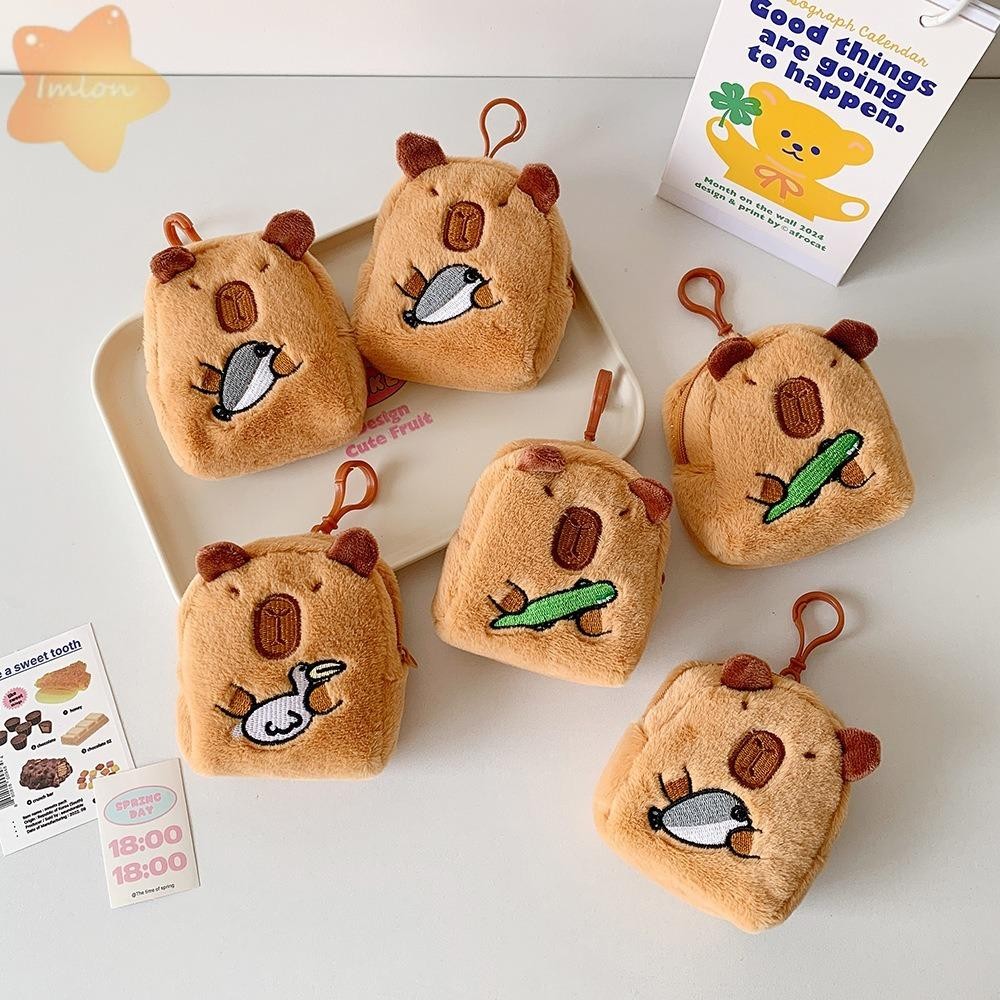 IMLON Capybara กระเป๋าใส่เหรียญและพวงกุญแจตุ๊กตาAnime พร้อมกระเป๋าเก็บหูฟัง