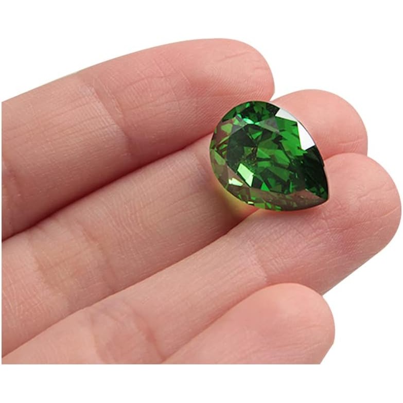 Comimark 1PCS Green Drop Shape Cut Emerald Loose Gemstone
