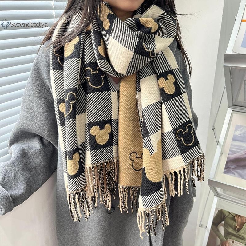 SEE 2025 ฤดูใบไม้ร่วงและฤดูหนาวใหม่ผ้าพันคอผู้หญิงผ้าพันคอคอลายสก๊อตแฟชั่นและอเนกประสงค์ผ้าคลุมไหล่หนาสองด้าน TH - รูปที่ 3