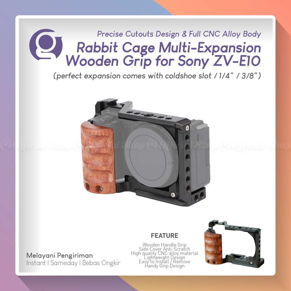 HOP WORC-ZVE10 ไม้กรง Rig สําหรับ ZV-E10 แผ่น CNC อลูมิเนียมโลหะกล้อง Hand Grip Bracket Sony Alpha Z