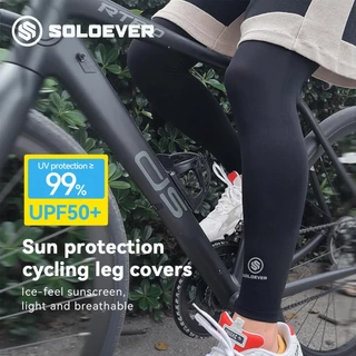 【TH Delivery 】SOLOEVER ฝาครอบขาป้องกันแสงแดดขนาดใหญ่ UPF50+ ปลอกแขนผ้าไหมน้ําแข็ง Unisex สนับเข่ากีฬา