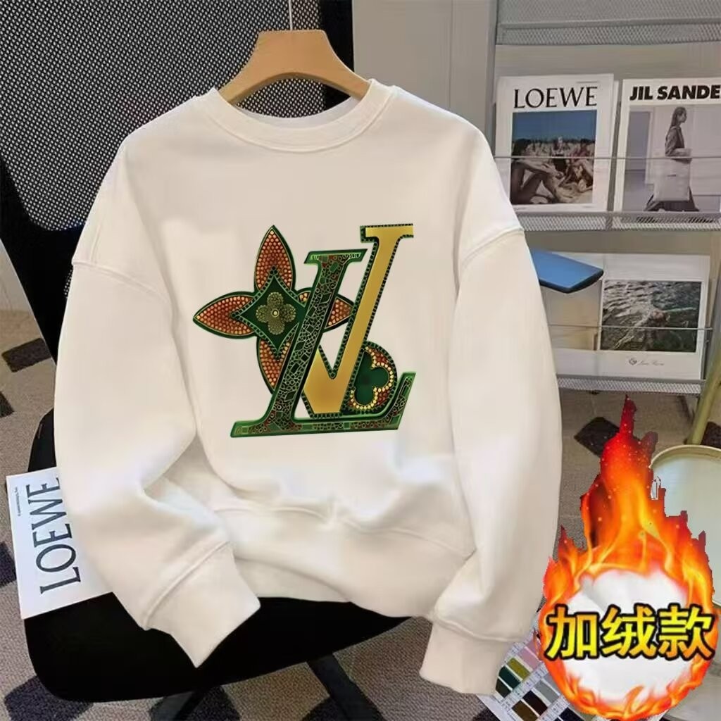 All-Match แขนยาว 2025new ฤดูใบไม้ร่วงฤดูหนาวรอบคอคู่เสื้อกันหนาว Plus กํามะหยี่ 23 หลวมใหม่ Casual 2