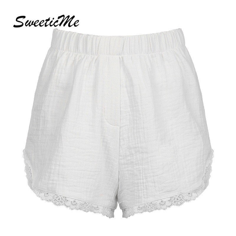 SweeticMe แฟชั่นใหม่ของผู้หญิงวันหยุดชายหาดหลวมพอดีเอวยางยืดทุกการแข่งขันกางเกงขาสั้นสาเหตุชุด