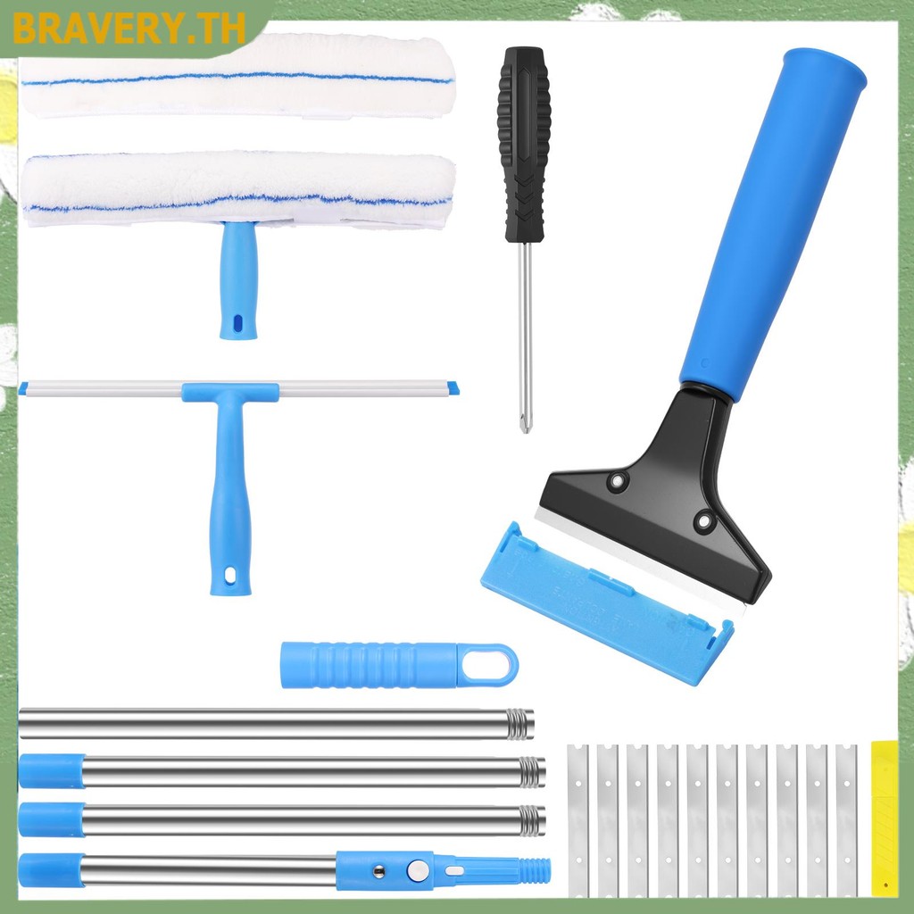 เครื่องมือทําความสะอาดหน้าต่างที่มีด้ามยาวที่ถอดออกได้หัวปาดน้ําทําความสะอาดสําหรับกระจกกระจกกระจกกร