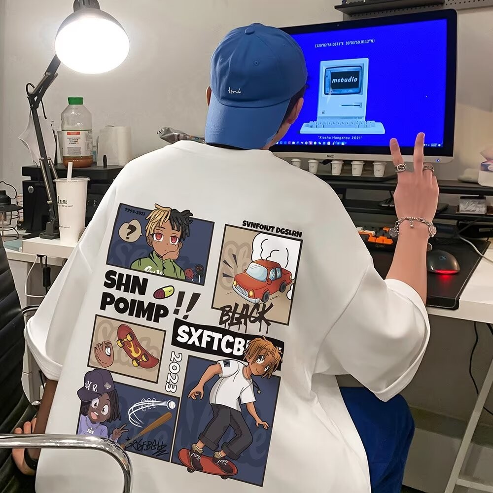 NEW210gP17S-3XLnew23 Combed Cotton สีดําสีขาวสีเทาเข้ม 20252025C341 แอปริคอท XLNA