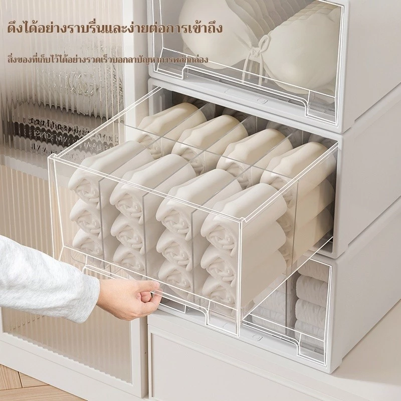 กล่องเก็บของ แบบลิ้นชัก พลาสติก โปร่งใส ที่เก็บชุดชั้นใน ตู้ thumbnail 6