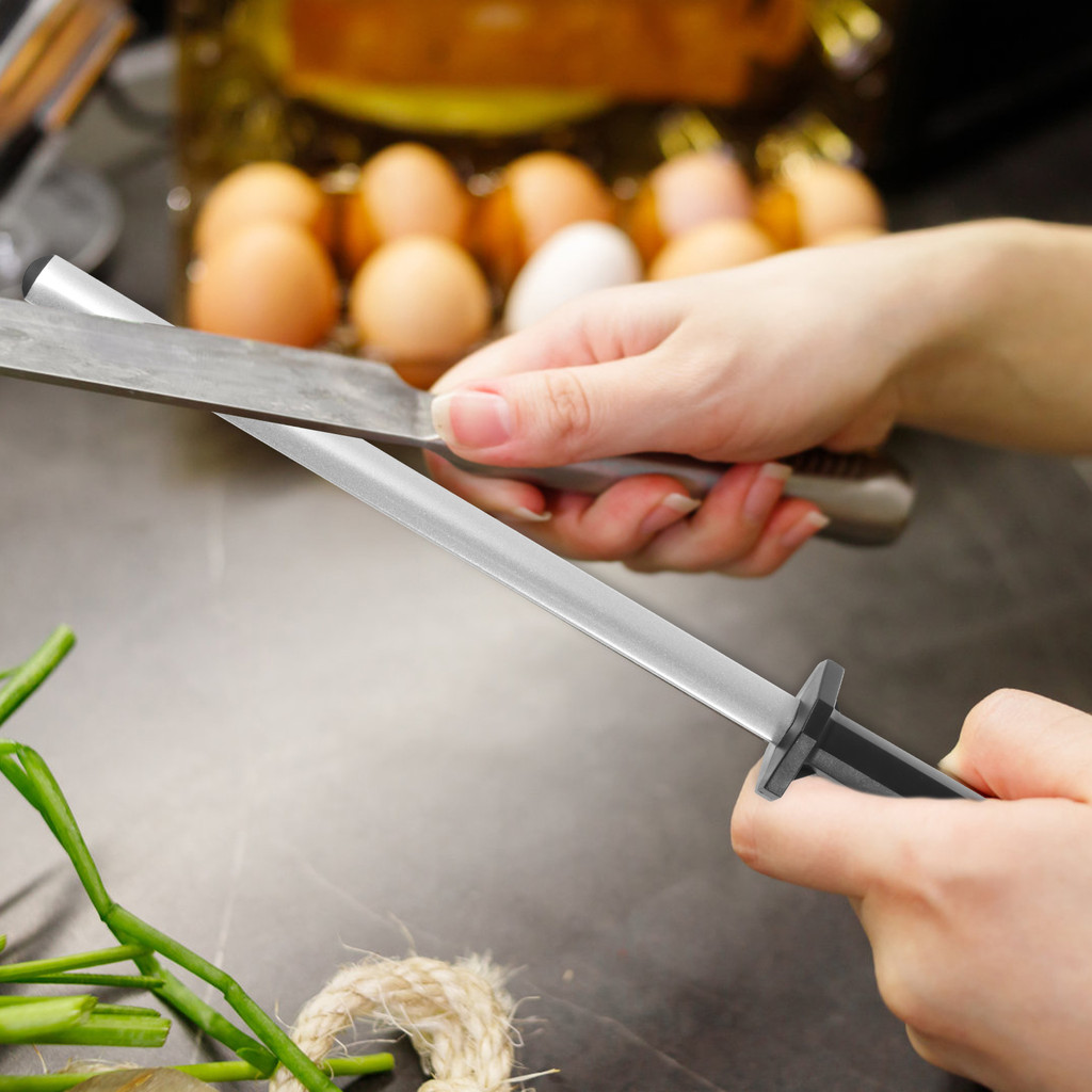 12 นิ้วเพชร Honing เหล็ก Professional Sharpener Rod พร้อมที่จับ Ergonomic สําหรับ Honing ใบมีดมีดเชฟ