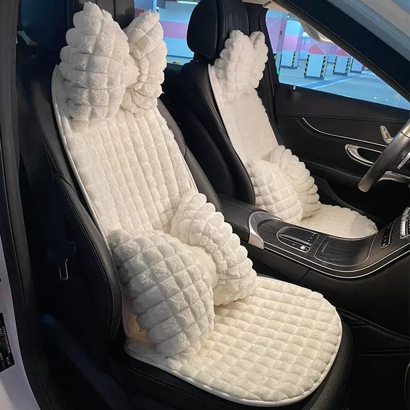 【Ready Stock】 Car Cushion Winter Plush Single Piece Internet Celebrity Bubble Seat Heating Cushion R