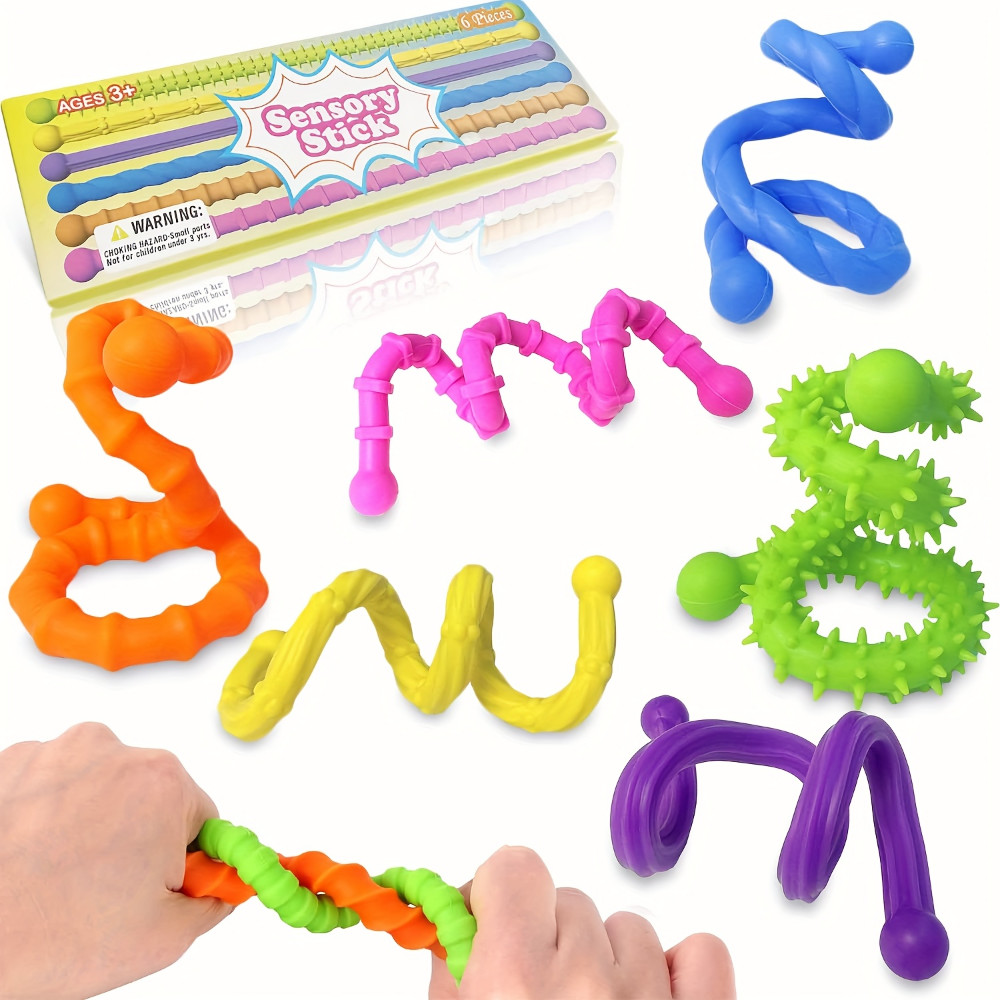 สีสัน 6 แพ็ค Sensory Sticks Fidget ของเล่น Sensory ของเล่นสําหรับความเครียดความวิตกกังวลบรรเทาเด็กผู้ใหญ่การเรียนรู้ของเล่นเด็กวัยหัดเดินของขวัญ