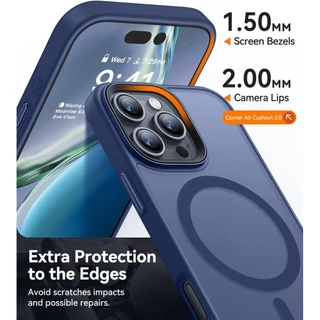 SMLF เคสแม่เหล็กสําหรับiPhone15 Pro Max 16 Pro Max 14 Pro Max 13 Pro Max 12 Pro Max 15 Plus 14 Plus Matteผิวรู้สึกปกหลังShockproofปลอกSlimโปร่งแสง