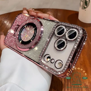 เคส iPhone17 Diamond glitter magnetic Bracket เคสโทรศัพท์ iphone17 Pro Max 16 15 14 13 12 เคสสําหรับ iPhone เคสซิลิโคนนิ่ม TPU กันกระแทก